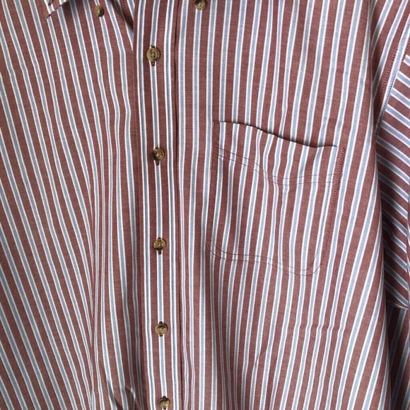 L.L. Bean Mens Button Down Shirt Multicolor Stripe Long Sleeve Pocket Tall L - Picture 2 of 8